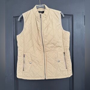 Tan Quilted Vest with Zipper Pockets